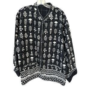 Sam Hilu Art to Wear Jacket Reversible Tribal Button Up Women’s XL Black Cream